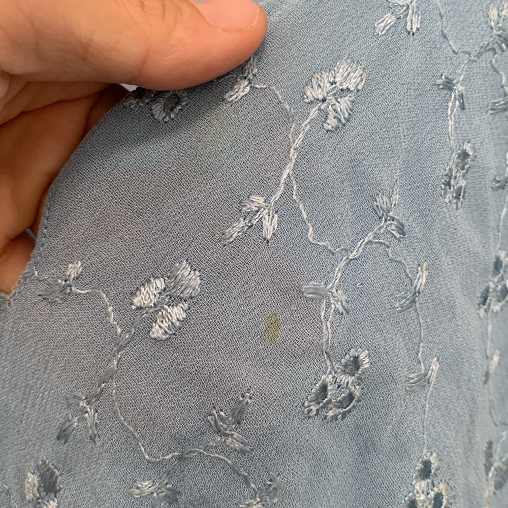 Y2K Nostalgia Blue Eyelet Bell Sleeve Blouse - Picture 6 of 9